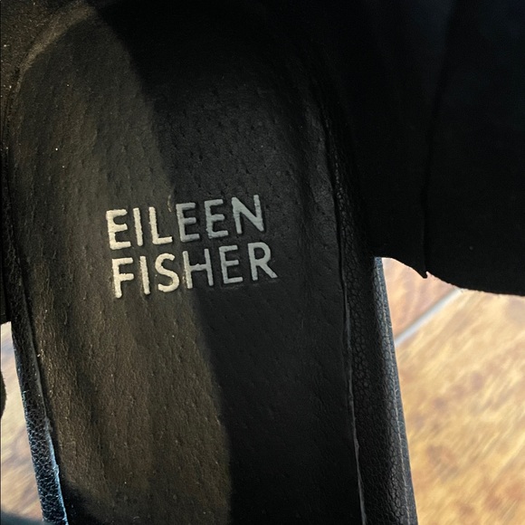 Eileen Fischer Witty Crisscross Wedge Leather Sandal Black Size 7 - Picture 7 of 9